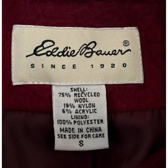 Eddie Bauer Womens Red & Black Plaid Fitted Wool Zipper jacket Small Cabincore - Picture 7 of 11